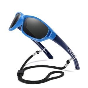 DUCO Polarized Kids Sunglasses with Strap for Boys Girls Youth Sports...